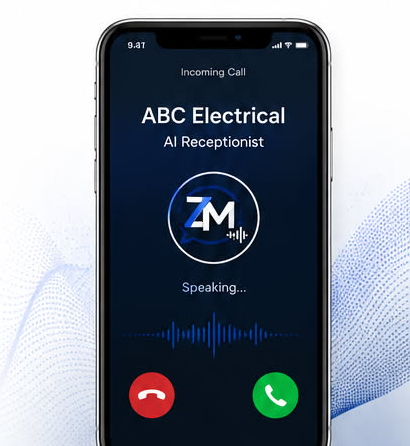 AI receptionist answering a call for ABC Electrical
